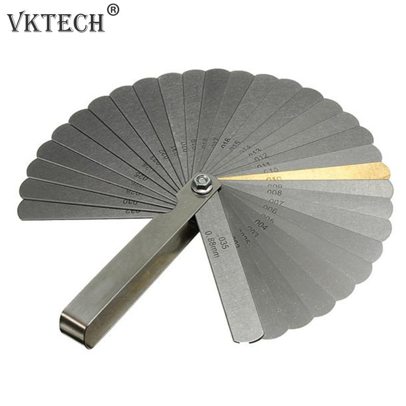 32 Blades Combination Feeler Gauge Metric Imperial Gapped Filler Measure Stainless Steel Foldable Thickness Feeler Gauge