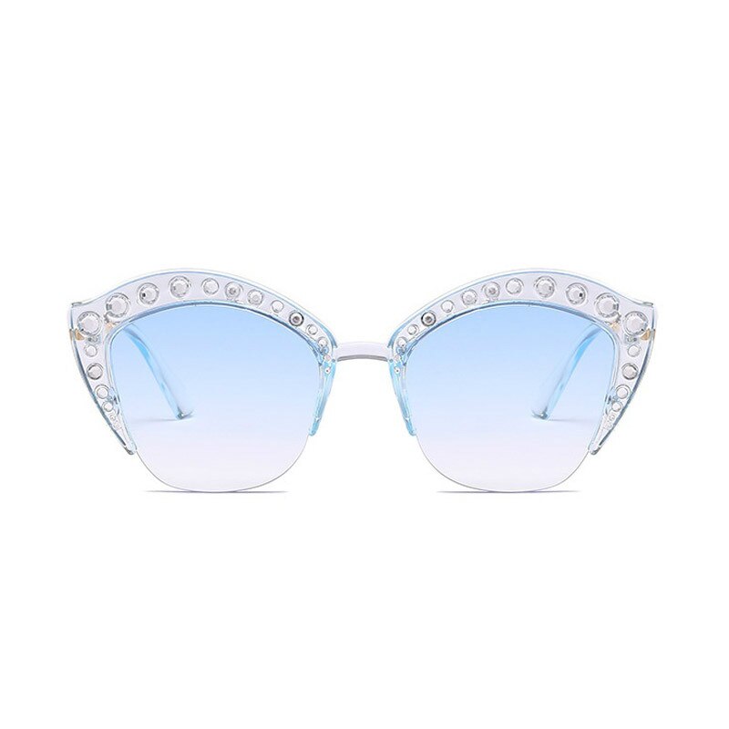 Merkki kissansilmä vaaleanpunaiset aurinkolasit naisen varjostimet peili naispuolinen tekojalokivi aurinkolasit naisten pinnoitteelle gafas  uv400: D399 sinistä sinistä