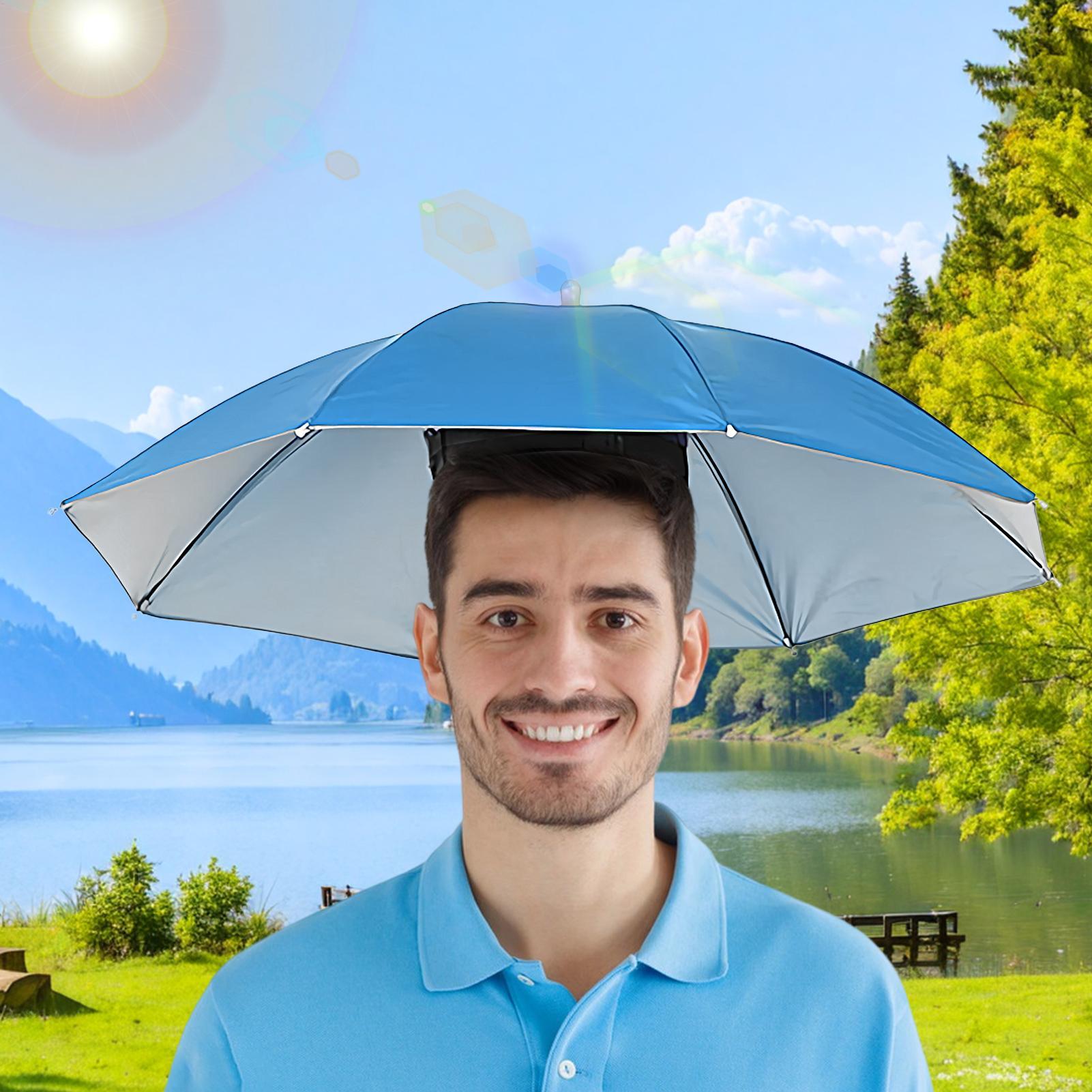 Waterdichte regenbeschermende parapluhoed 69 cm met hoofdbandbescherming UV-strandvisparaplu Verstelbare hoofddeksels voor kamperen