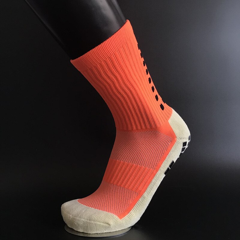 Skridsikker åndbare mænd fodbold sokker løbe gummi strømper mænd fodbold sokker: Orange
