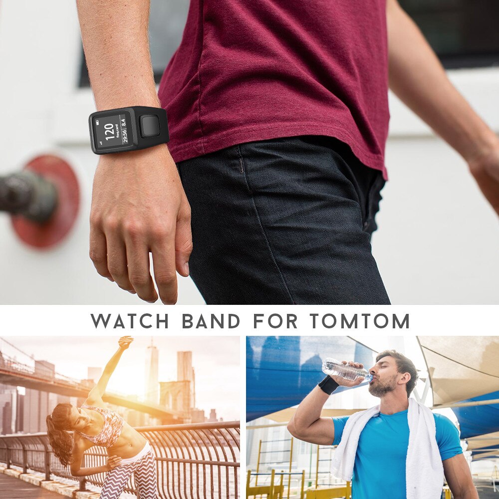 Anbest Siliconen Band Vervanging Voor Tomtom Runner 2/3 Spark/3 Band Sport Horloge Voor Tom Horloge Strap horloge Band