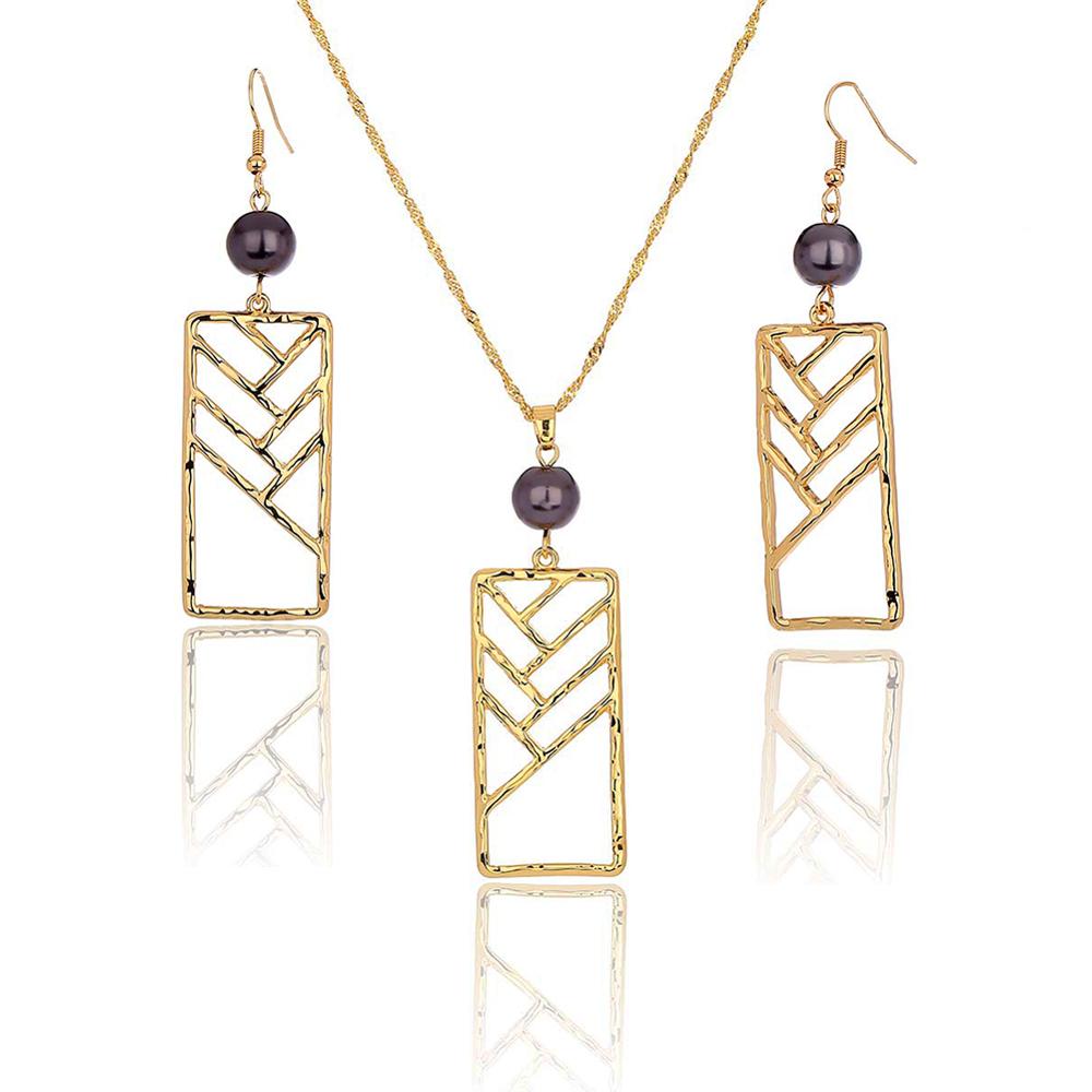 Cring Coco Hollow Geometric Necklace Earrings Hawaiian Black Pearl Polynesian Samoa jewelry Set Earing Necklaces Sets for Women: Default Title