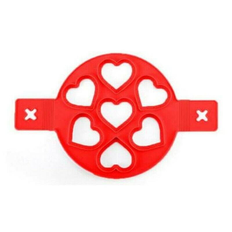 Gebakken ei pannenkoek antiaanbak siliconen pannenkoek ring mal kookkeukengereedschap vormen omeletvorm keukenaccessoires: Rood hart