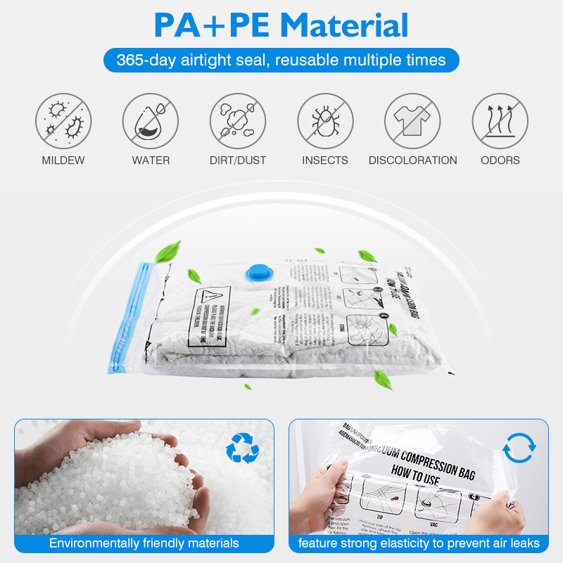 Sacchetti di stoccaggio sottovuoto 8-18 pezzi Borsa salvaspazio Pompa ad aria ricaricabile da viaggio Vari sacchetti sigillanti Pompa per comprare vestiti Coperta Bagagli