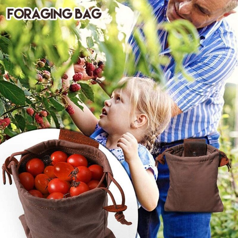 Tote Tuin Gereedschap Tas In Water Proof Canvas Foerageren Tas Foerageren Pouch Mand Lederen Tool Draagbare Inklapbare