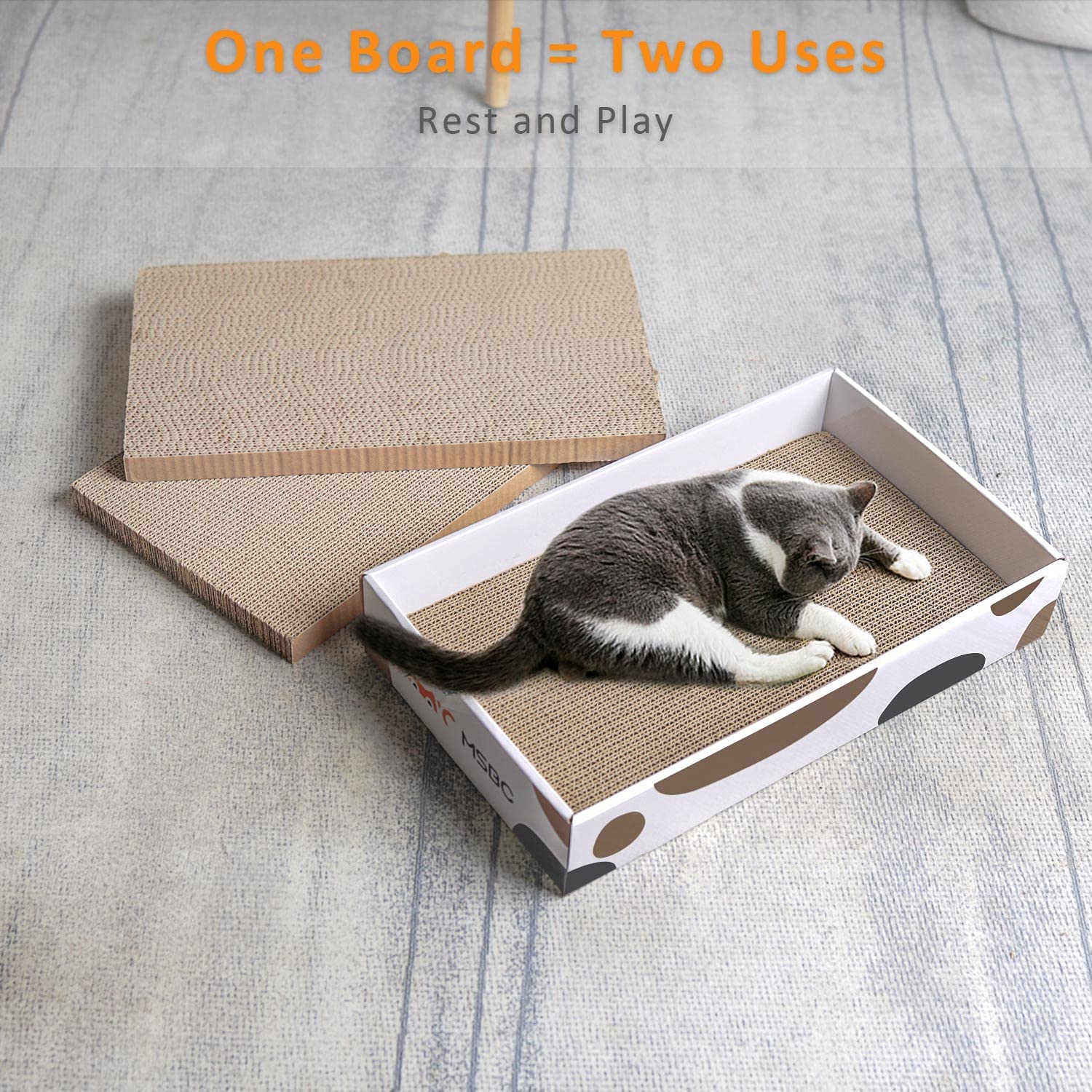 3 in 1 Recyclable Corrugated Scratcher Durable Cat Scratcher Cardboard Refill Cat Scratch Pad Reversible Scratch Box Scratcher