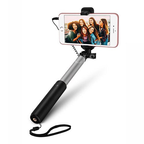 FGCLSY Metal palo Selfie con cable con Bluetooth remoto de trípode plegable portátil extensible Monopod para iphone 6 iphone 6s iOS: gray
