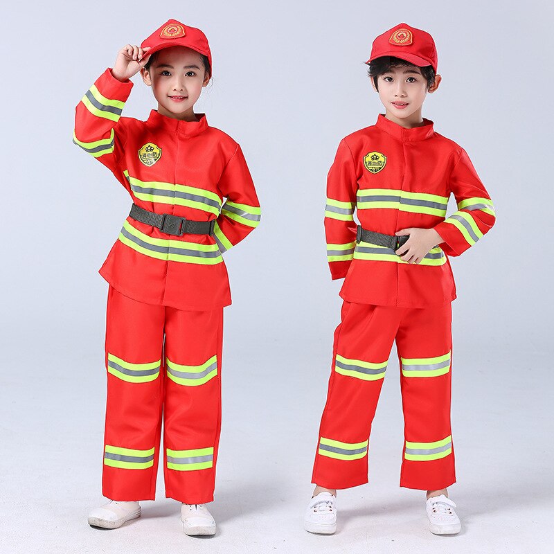 Speelhuis Speelgoed Kinderen Rollenspel Brandweerman Boy Girl Kostuum Pak Carrière Ervaring Prestaties Reflecterende Kleding Prop Speelgoed