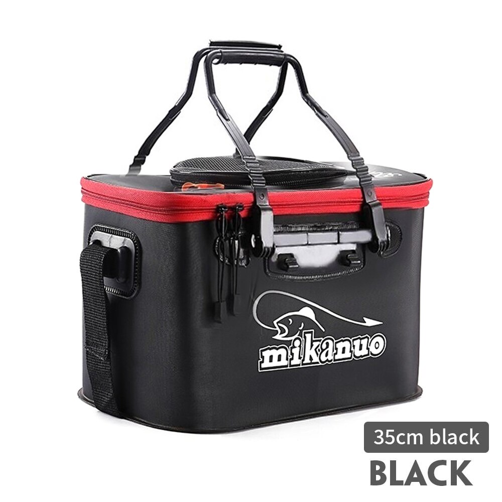 Cubo de pesca plegable portátil EVA, caja de aparejos, caja de pescado vivo, equipo de pesca al aire libre, bolsa de almacenamiento: 35cm black