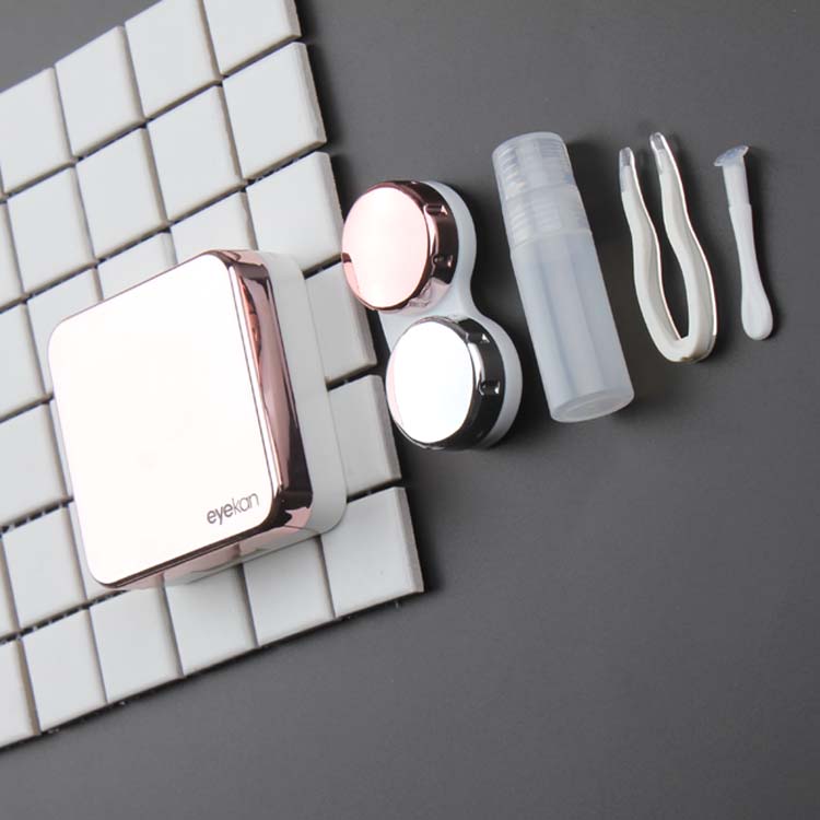 Reflective Cover Contact Lens Case with Mirror Color Contacts Lenses Container Cute Lovely Travel Kit Box: Pink