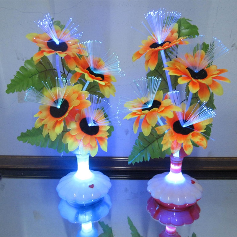 LED Kunstmatige bloem Licht Glasvezel Tafellamp Bloem Calla Lelie Vaas Nachtlampje Decoratie voor Thuis Party Decor