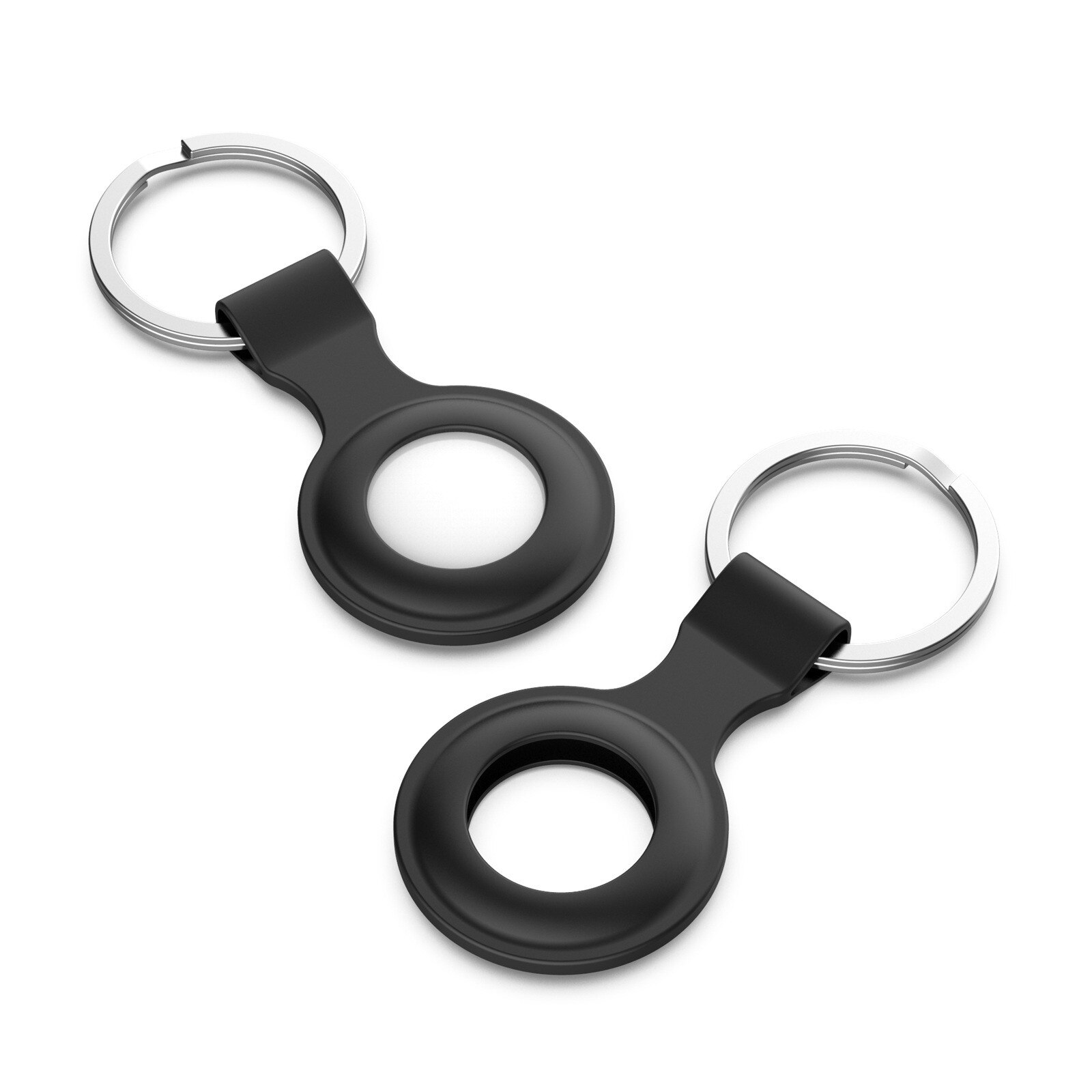 Protective Silicone Case for Apple AirTag - Anti-Lost Keychain Tracker Cover: Black
