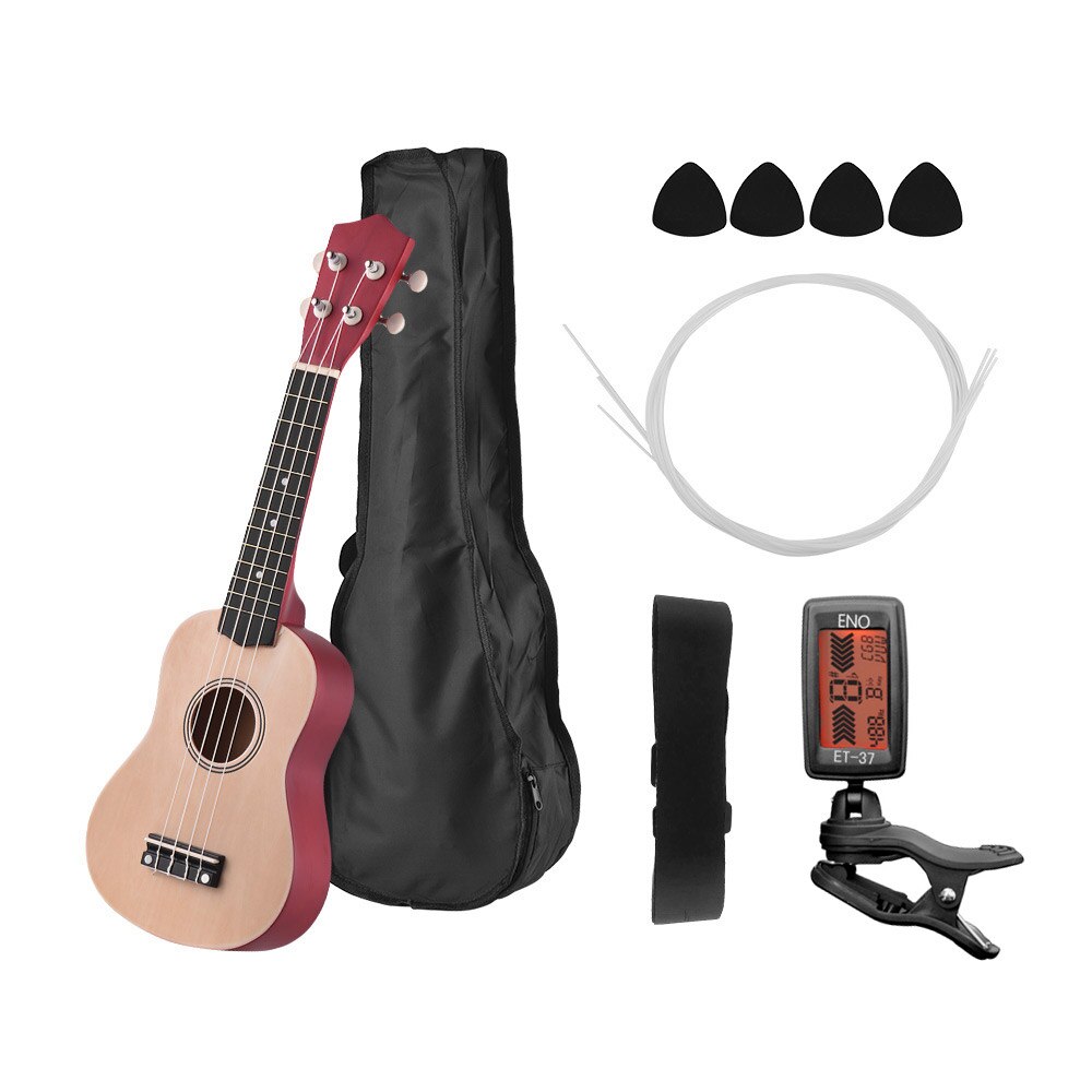 Muslady 21 Inch Ukulele Soprano Ukelele Mahogany Wood Guitar Musical Instruments Set Kits+Tuner+String+Strap+Bag: Style 4