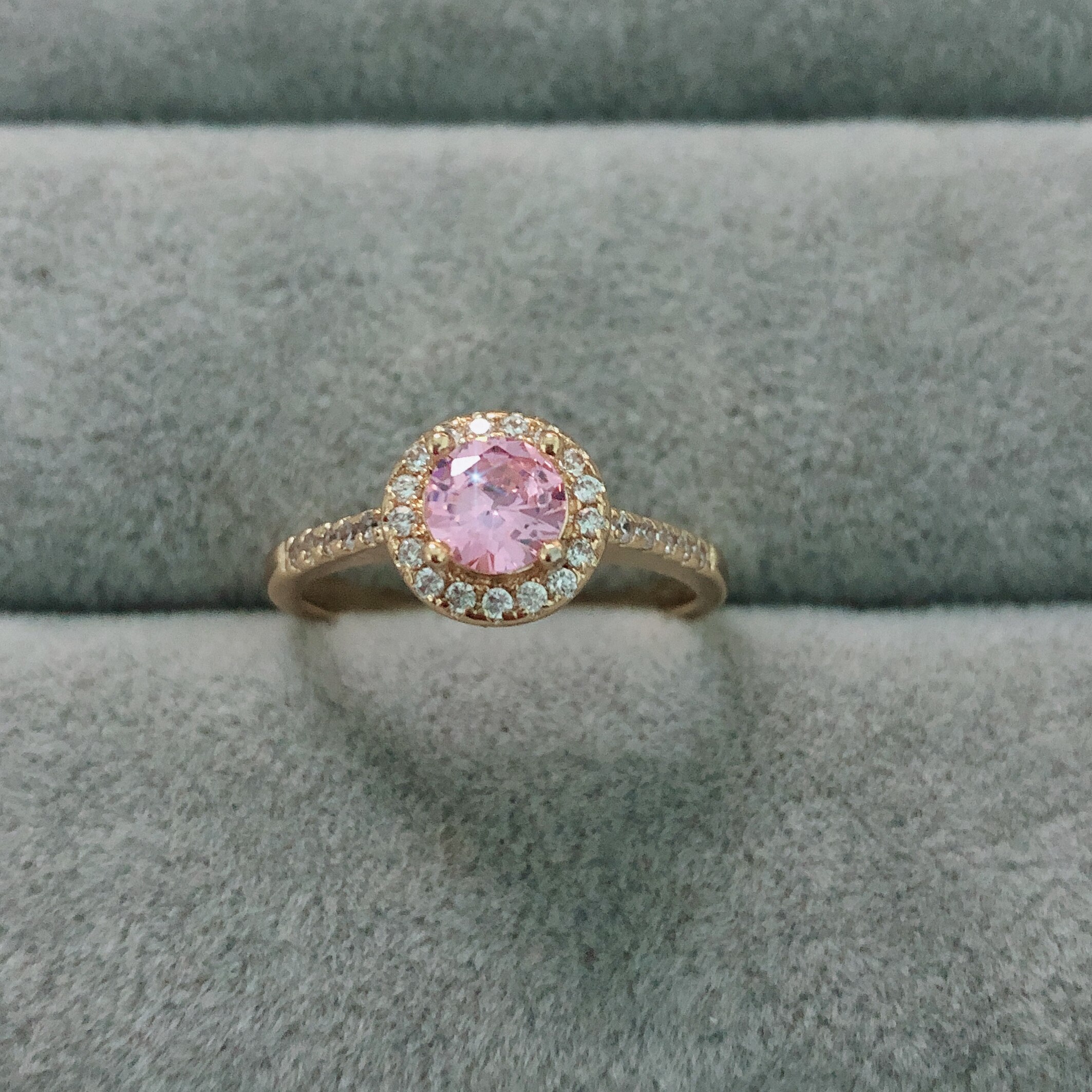 Mooie Roze Zirconia Ronde Ringen Voor Vrouwen Meisjes Goud Kleur Classic Ring