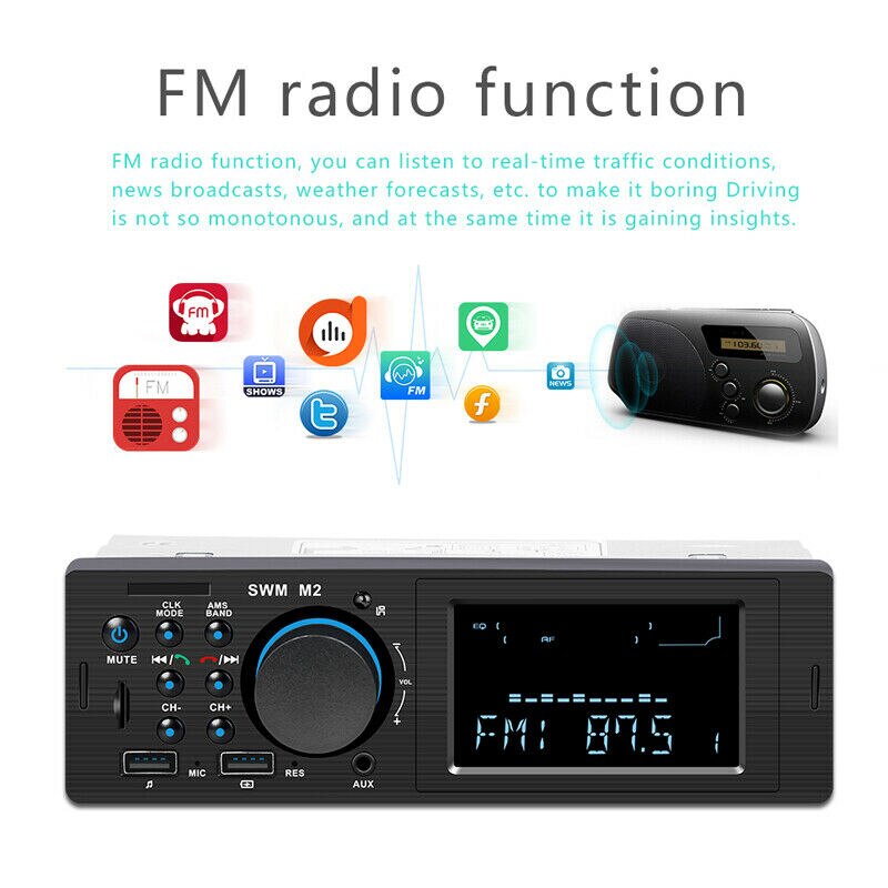 Car Central Control Audio Bluetooth Radio Stereo Player USB/AUX/FM/MP3 Android