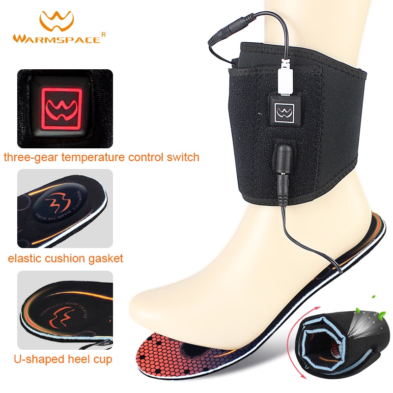 Warmspace genopladelige opvarmede indlægssåler 3 niveauer fødder varm sko pad termisk elektrisk fodvarmer opvarmning fødder udendørs sport
