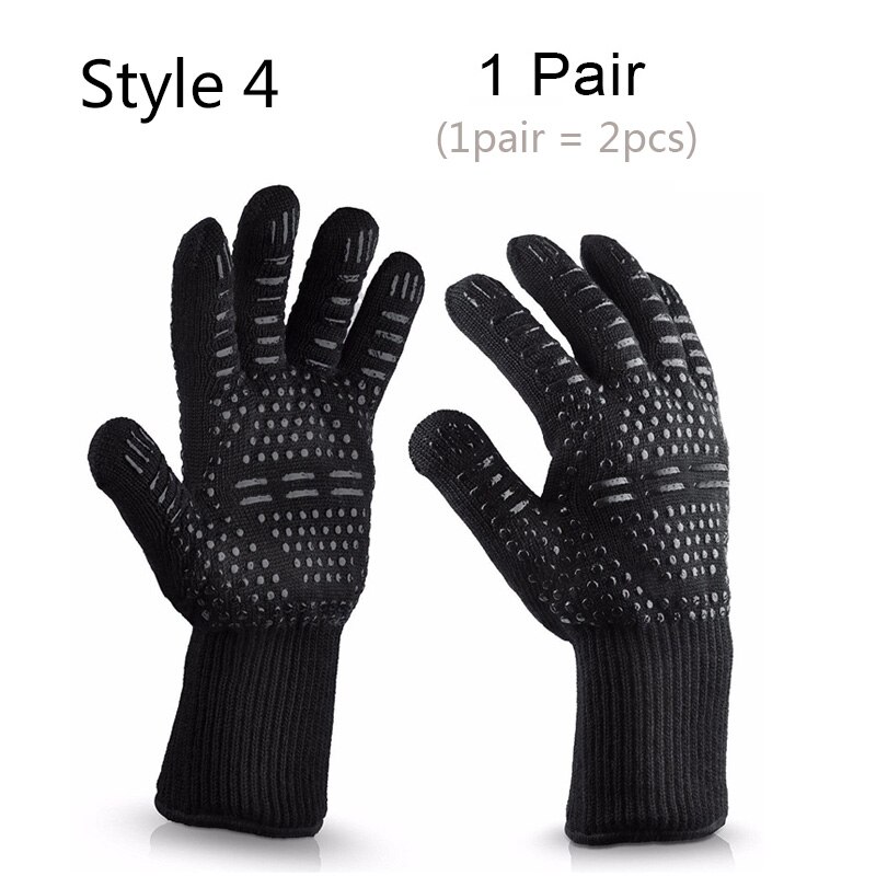 500-800 grader extremt värmetåliga grillhandskar för bakning grillning ugnsvantar kökstillbehör matlagningshandskar: Stil 4 -1 par (2 st)