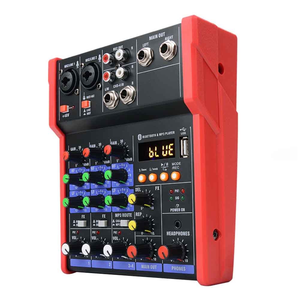 4 kanäle Mini Audio Mixer Studio Home KTV Soundkarte Musik Karaoke DJ Konsole Live Leistung USB 5V Bluetooth bühne Protable