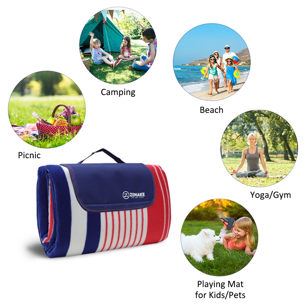 Back Waterproof Picnic Mat Large Beach Blanket Outdoor Picnic Mat for Travel,Concerts, Beach, Park