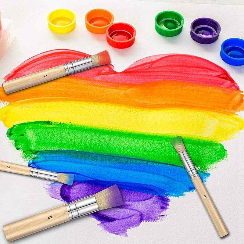 15 Pieces Wooden Stencil Brushes Stencil Brushes Painting Brushes Wooden Handle Painting Stencil Brushes