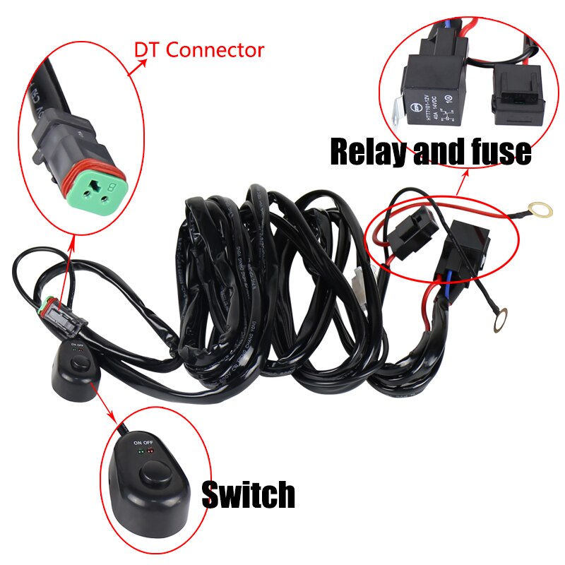 Kit de harnais de câblage de voiture 12V 40A | Kit universel de faisceau de antibrouillard de voiture, métier à tisser pour la barre lumineuse de conduite du travail avec fusible et interrupteur relais