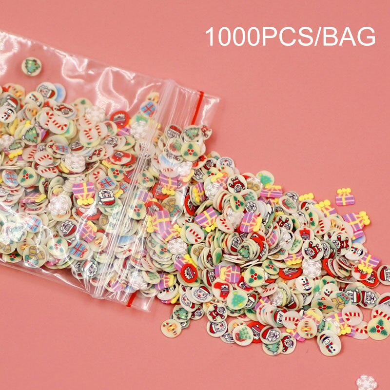 1000 stk/pose gør-det-selv krystal mudder tilbehør legetøj til børn piges gør-det-selv nail art skønhed tilbehør barn foregive frugt skiver legetøj: Lysegrå