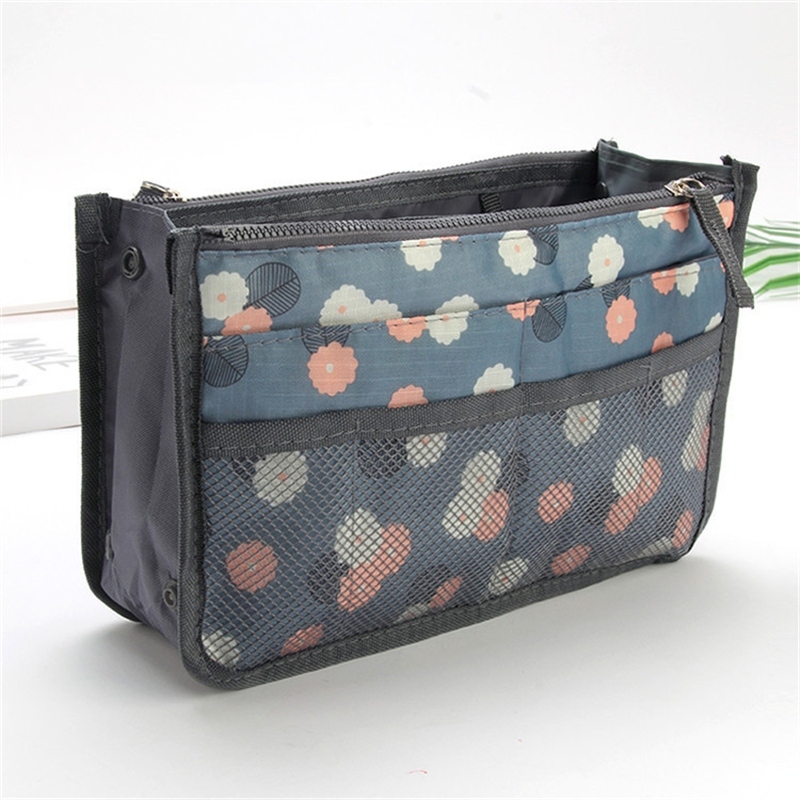 Bolsa organizadora de nailon para mujer, bolso organizador de viaje con forro grande, bolsa de cosméticos para maquillaje, bolso de mano barato para mujer: Blanco