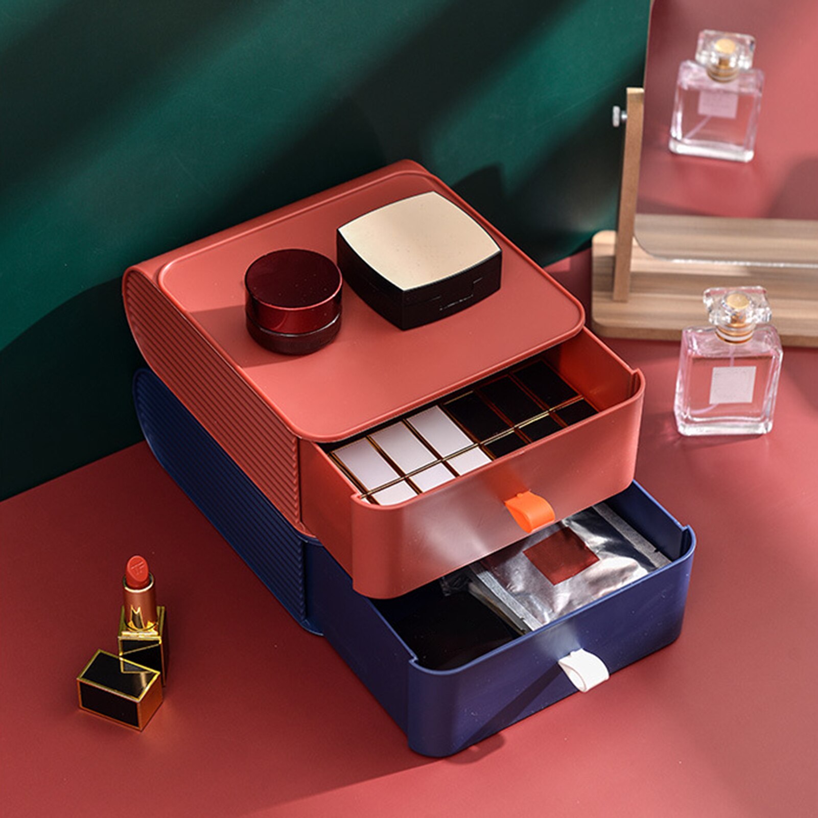 Stackable Drawer Office Drawer Storage Box Desktop Storage Drawer Storage Box Plastic Container Thick Desktop Lipstick Organizer