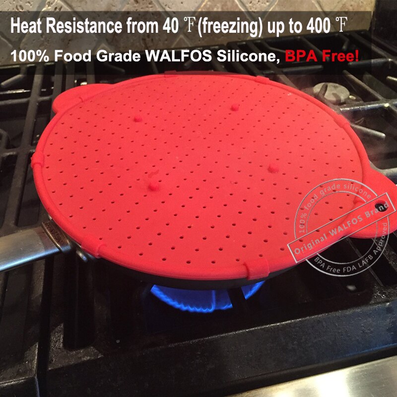 Walfos 3 In 1 Ploetert Screen Ploetert Guard Keuken Zeef Trivet Pot Deksel Pan Cover Siliconen Deksel Spill Stopper Wassen zeef