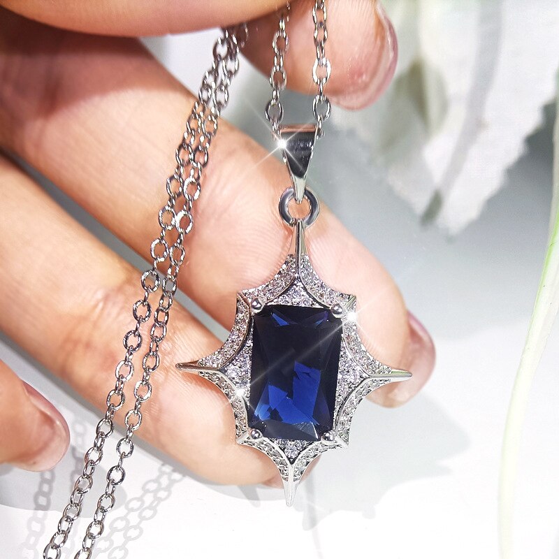 Silber Farbe Zirkon Stein Schmuck einstellen Jahrgang Geometrische Hochzeit Schmuck setzt für Frauen Ring + Ohrring + Halskette