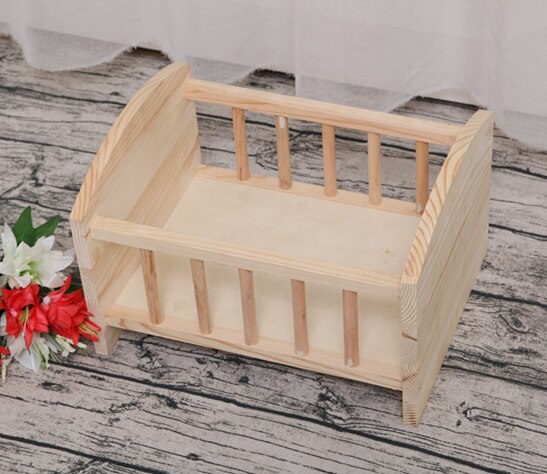 Cama de bebé para fotografía, cuna de bebé en forma de corazón, contenedor de madera para estudio fotográfico, utilería para posar: 5