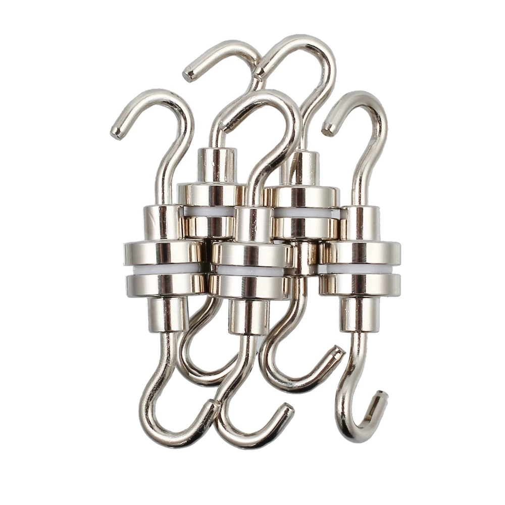 2/5/10PC magnetic hook strong magnet bracket wall suction bracket support hardware magnetic tool silver metal hook household