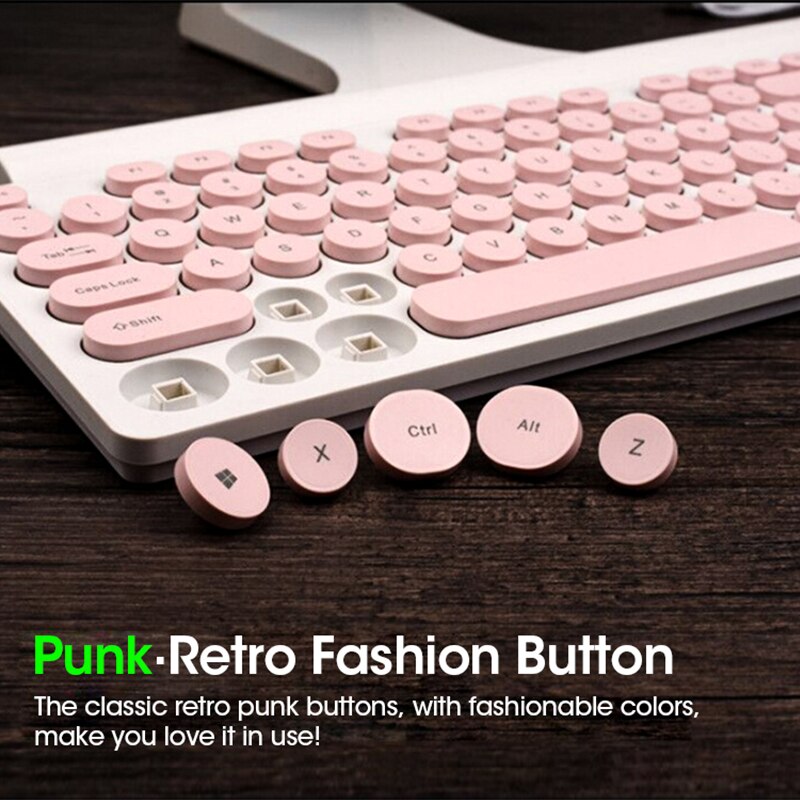 Punk Retro Keyboard And Mouse Set Punk Keyboard Round Keycaps USB Wired Office Trend keys Keyboard And Mouse Kit
