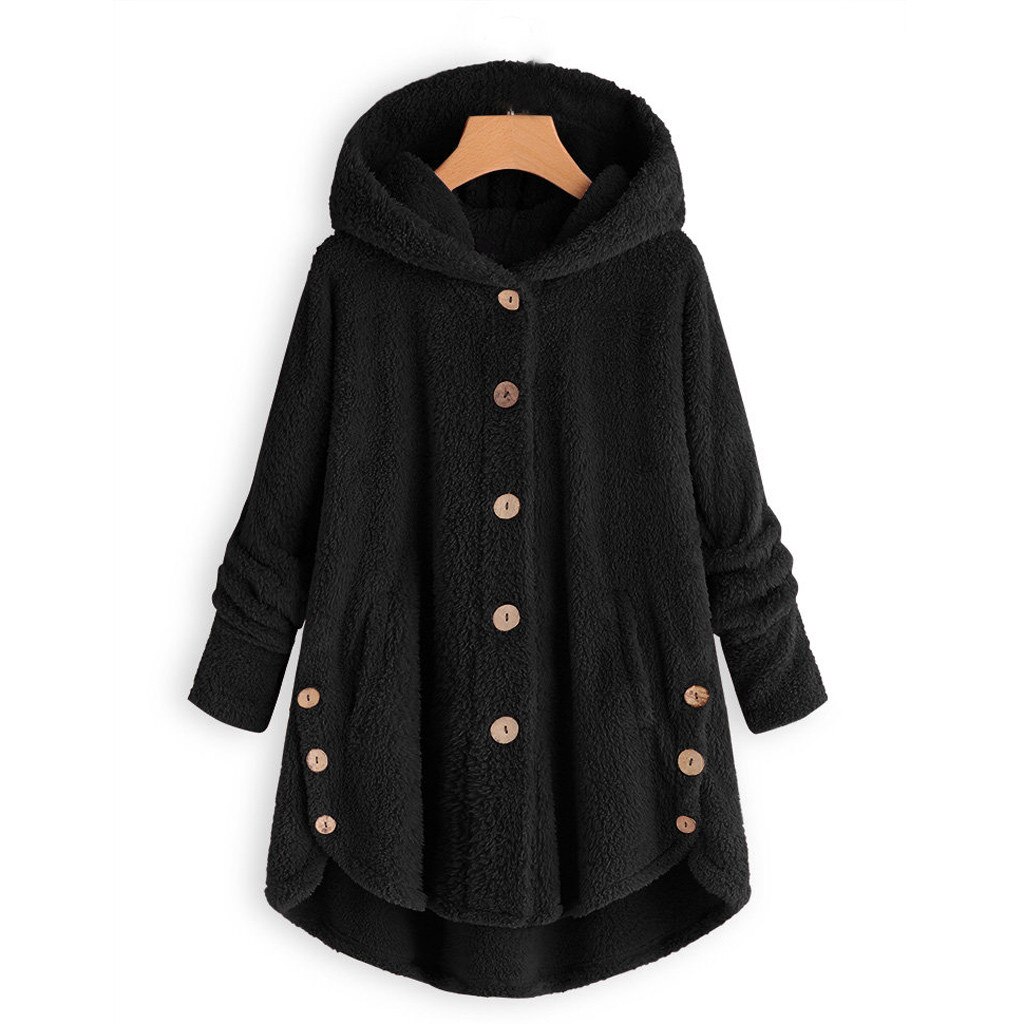 hiver manteau femmes femmes bouton manteau moelleux queue haut à capuche pull ample Blouse femme épais sweats à capuche pull