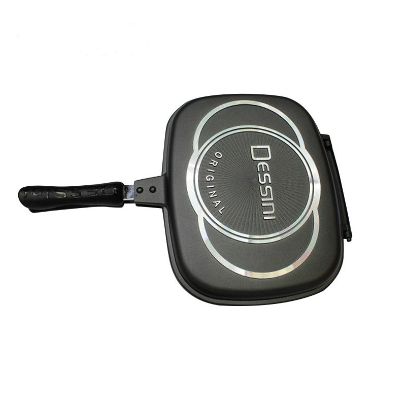 Dubbelsidig ugnsform rökfri stekpanna gasspis dubbelsidig non-stick plattbottnad gryta för stek grill