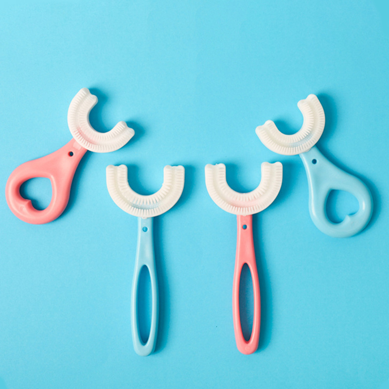 Baby Tandenborstel U-Vorm Silicone Baby Tandenborstel Met Handvat Cartoon Handleiding Mond Reinigingsborstel Voor Peuters Leeftijden 2-12Y