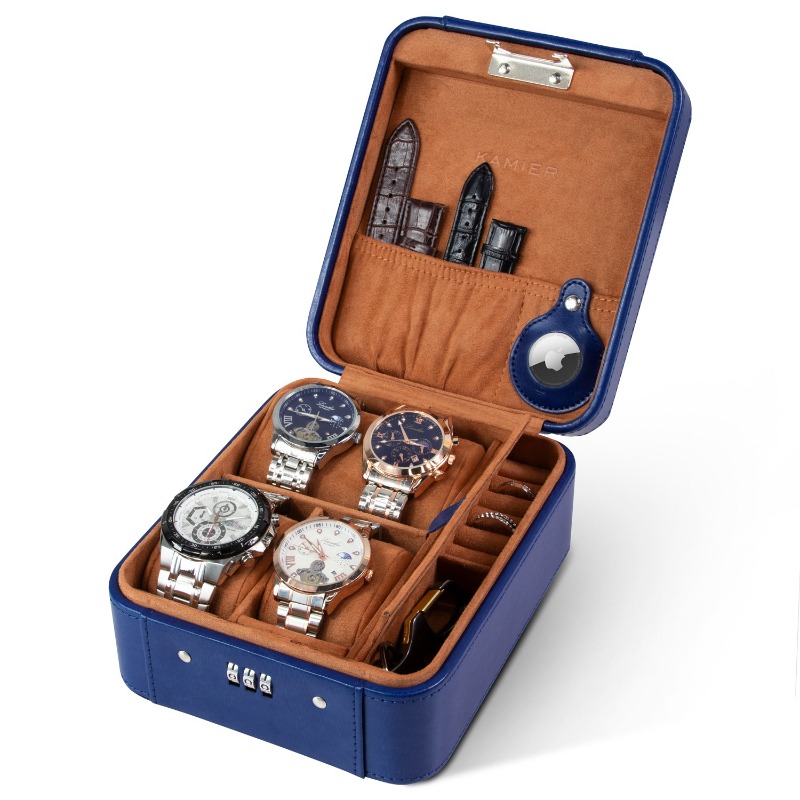 Leren horlogedoos Luxe herenhorloges Opbergkoffers Draagbare polshorloge-organizer Geschenkdozen Horloges Reiskoffers met slot: Goud