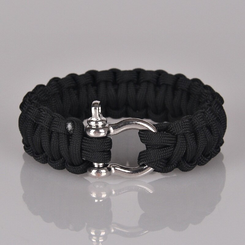 Handarbeit Outdoor Camping Überleben Armband Männer Frauen Paracord Fallschirm Seil Armband Homme Geflochtene Schmuck: Black