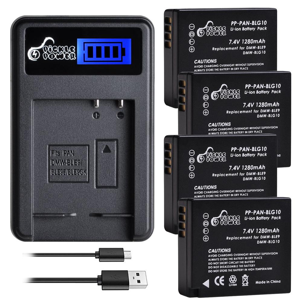 4 kpl 1280 mah dmw-blg 10 blg 10 blg 10e dmw-ble 9 akku ja led-kaksois-usb-laturi panasonic lumix  gf5 gf6 gx7 gx9 lx100 gx80 gx85: lle