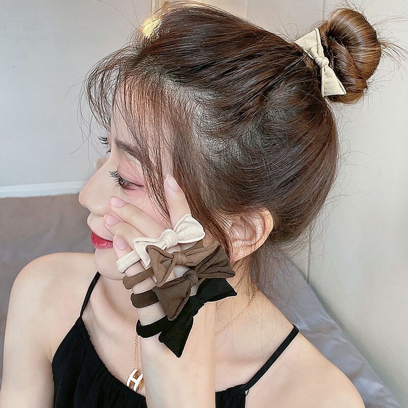 5 stk/sæt kvinder piger farverige sløjfe nylon elastiske hårbånd søde hår slips gummibånd scrunchie hårtilbehør