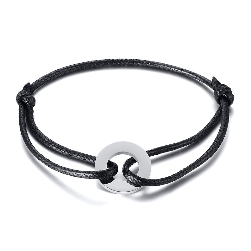 TOUCH OF MODERN CIRCLE ROPE ANKLET FOR MEN BLACK BRACELET BLACK CORD HOOP URBAN ANKLET: style1