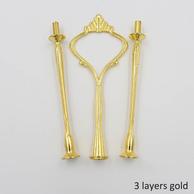 Juego de utensilios de cocina de aleación de Zinc, de corona, herramientas de decoración de pasteles multifunción, soporte para pasteles, frutas, suministros para colocar: 3 layers gold