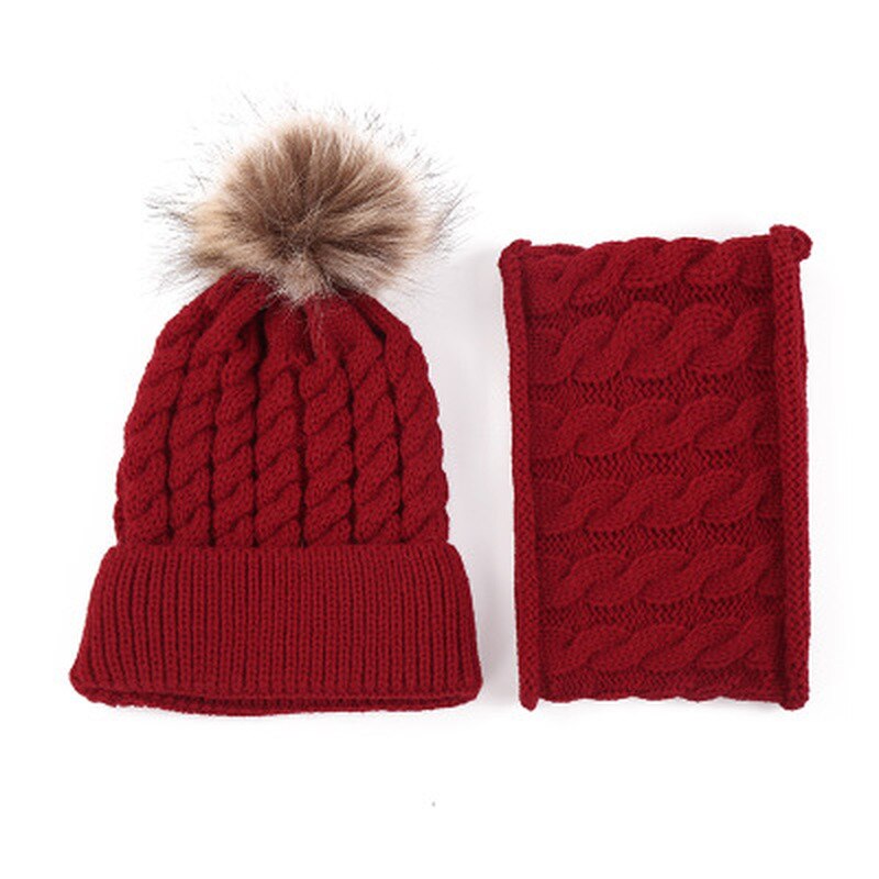 Kindermuts sjaal set combinatie jongens en meisjes mooie dikke stijl herfst winter warme gebreide wollen muts en halsdoek