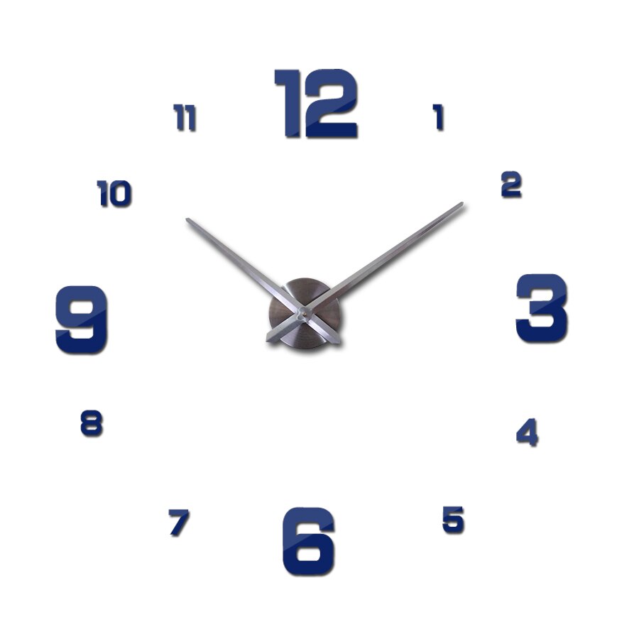 Real uhr 3d wanduhr diy spiegel Zauberstab aufkleber moderne wohnzimmer quarz metall uhren dekoration uhr: Blau / 47Zoll