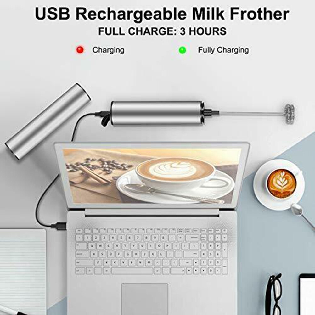 Elektrisk mjölkskumskummare handhållen kaffevisp usb laddningsbar mixer skummare bärbar lattemaskin