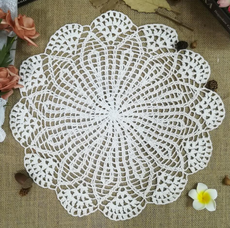 40cm Jahrgang Häkeln Tasse Pad Becher Deckchen Tischset Glas Bahn Weihnachten Tischsets Servietten Hochzeit Dekor Küche Tisch Matten