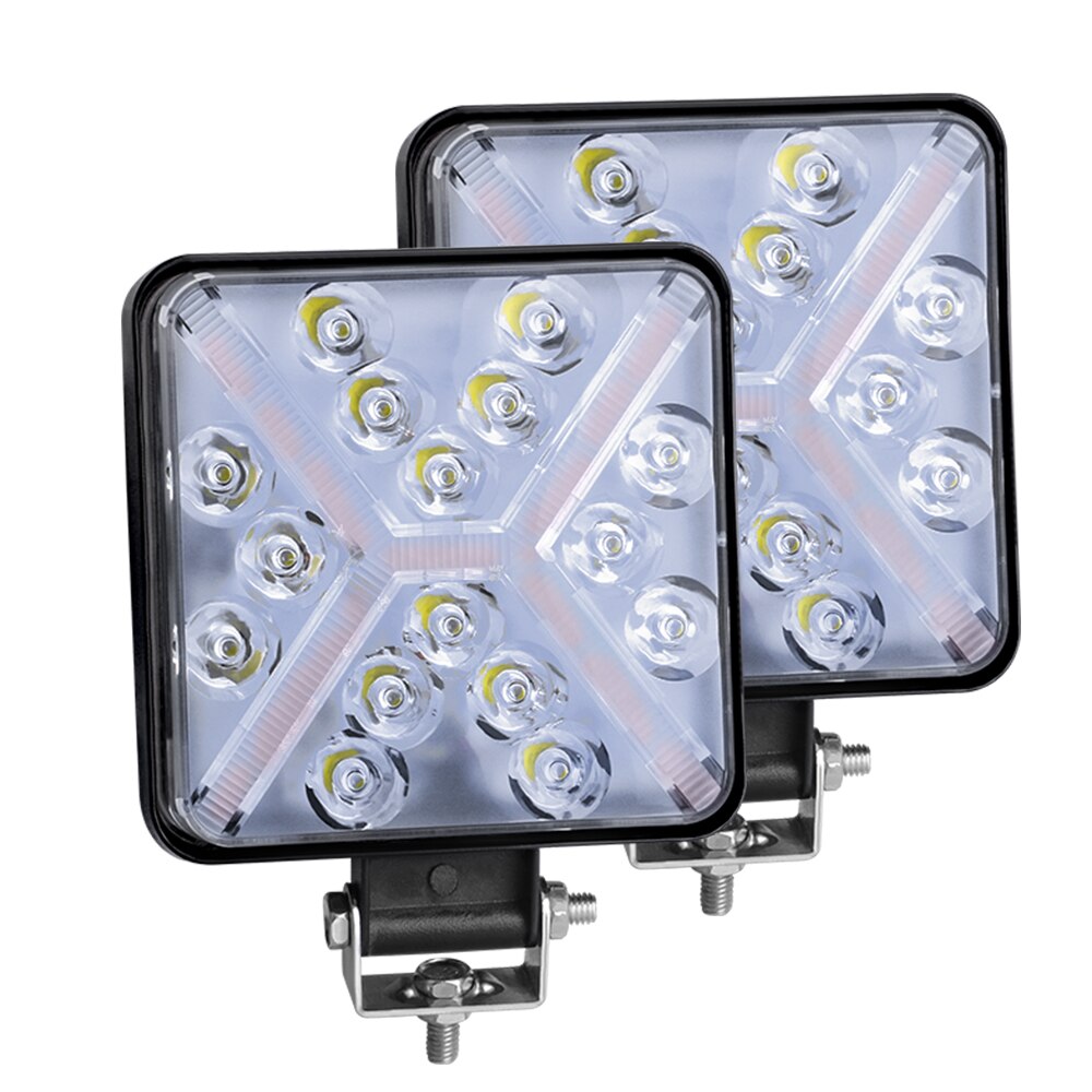 Led Work Light Bar 48W 16 barra Square Round Spotlight DRL Car Light For 4x4 led bar offroad SUV ATV Truck Excavator White Amber: 2x 48W work light