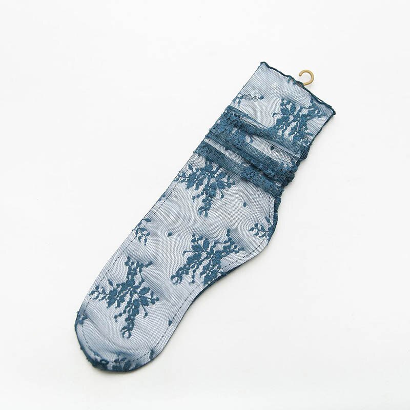 [EIOISAPRA] calcetines de verano para mujeres delgadas, transpirables, transparentes, con encaje decorativo, patrón de montón de calcetines, 8 colores, Casual, de: Blue