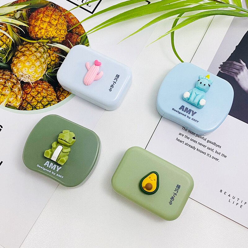 ovolook Cartoon Cosmetic Travel box Storage Holder Contact lens pop case with mirror contact lens case Eyewear