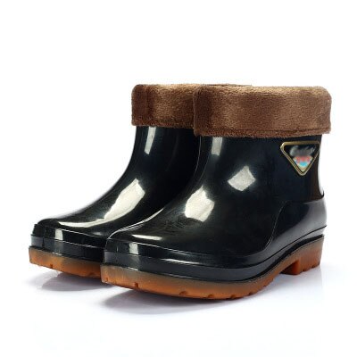 Regenlaarzen heren runderpees regenlaarzen lage buis plus fluwelen heren site waterschoenen antislip slijtvaste regenlaarzen: 43